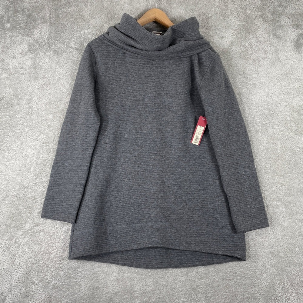 Merona Cowl Neck Sweatshirt Womens Medium Heather Gray‎ Quilted Cotton Pullover
